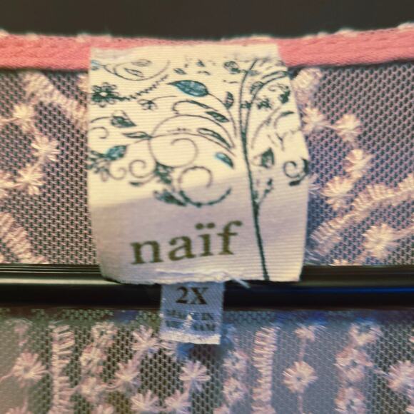 Naif crepe and lace pink blouse size 2x - Picture 4 of 6